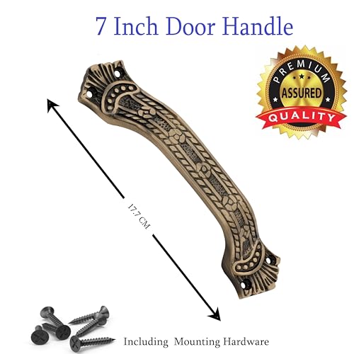Image of Door Handle Cool Door Handles for Main Door Aluminum (7 Inch), Antique- Finish Door Handles for Home and Office for Wooden & Glass Door Handle, Pull Door Handle (Pack of 3 Pair, Maharaja)