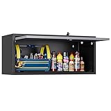 Wall Mounted Steel Metal Garage Storage Cabinet, Wall Cabinet Shelf Floating Garage Tool Cabinet Trailer Cabinets Work Shop Wall Heavy Duty Assembly Required White