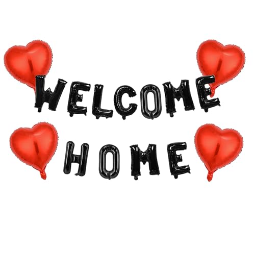 Image of Welcome Home Balloon Aluminum Film Party Decorations Welcome Party Supplies (Black welcome home)