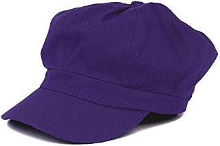 Women's Lightweight 100% Cotton Soft Fit Newsboy Cap with Elastic Back - Purple