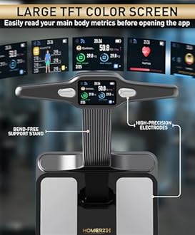 Homerz Smart Scale Pro Max – Bend-Free Smart Scale with BMI, Body Fat, Muscle Mass, Full Body Composition Scale with Digital Weight Tracking, Body Scan Scale with Handle, Body Fat Scanner
