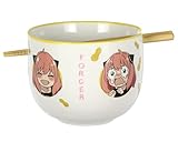 JUST FUNKY Spy x Family Anime Manga Many Faces Of Anya Ramen Bowl Bundle with Soup Bowl, Bamboo Chopsticks Set