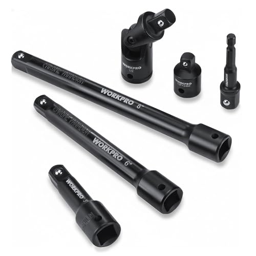 WORKPRO 1/2 Drive Impact Socket Extension Bar and Adapter Set 6-Piece