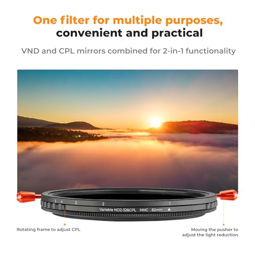 K&F CONCEPT 2 in 1 49mm Variable ND2-32&CPL Filter, NO X Cross, HD Optical Glass Waterproof Adjustble Neutral Density Polarizing ND - Image 2
