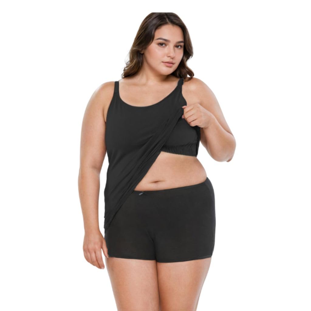 Adira | Plus Size Camisole with Cup | Camisole for Curvy Women | Built-in Bra | Full Coverage | Wire-Free | Removable Cups | Adjustable Straps | Soft Stretch Fabric | Pack of 1