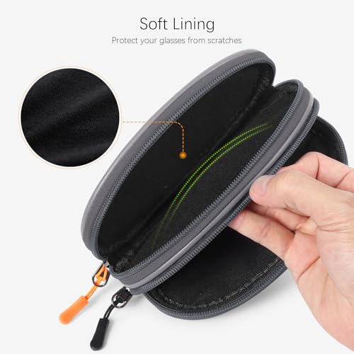 Image of Double Eyeglasses Case Soft Portable Zipper Sunglasses Pouch with Keychain Clip for Men Women