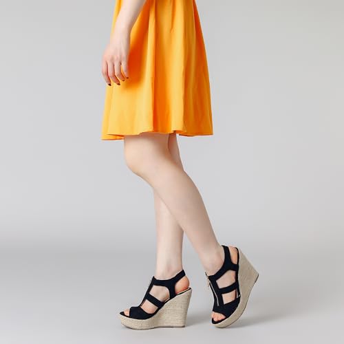 Allegra K Women's Wedges Zipper Sandals Platform Wedges Heels Sandals4