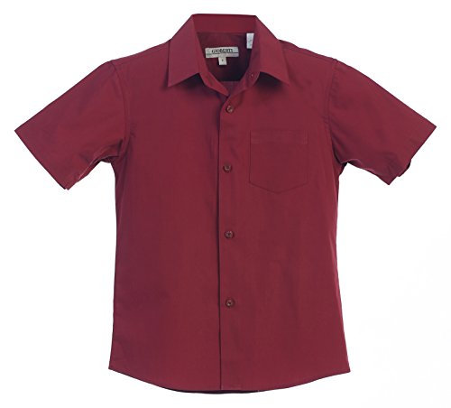 Gioberti Boy's Short Sleeve Solid Dress Shirt, Burgundy, 4 #TOP3