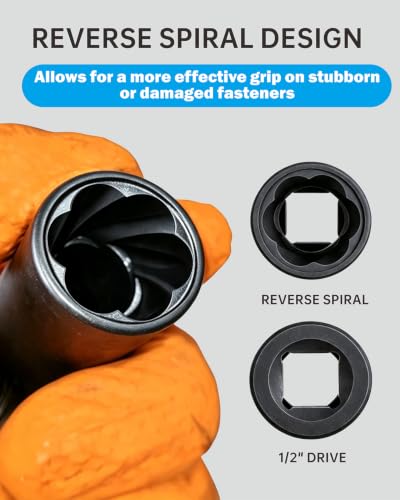 Image of 14pcs Large Lug Nut Extractor Socket Set 17-36mm Bolt Extractor | 1 /2 inch Drive Wheel Lock Removal Tool Kit for Extracting Damaged, Stripped Frozen Nuts & Screws Twist Socket Set