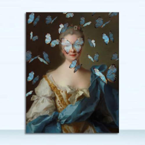 Art maximal d'exception avec ce portrait vintage modifié sur châssis en bois - 2