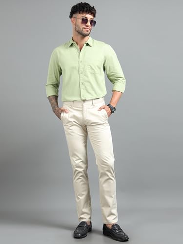 Image of Men Slim Fit Solid Spread Collar Casual Shirt