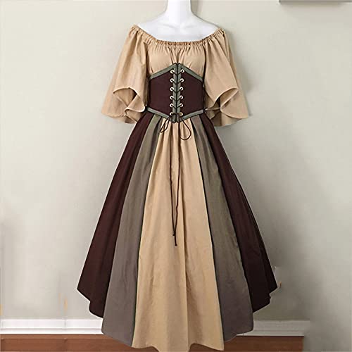 Fantasia medieval feminina com espartilho frente única renda swing vestido formal Halloween punk hip