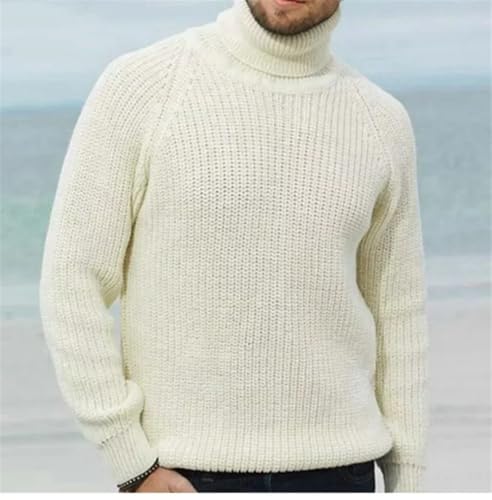 Men's Thick Turtleneck Knit Sweater Warm Solid Retro Casual Loose Elastic Pullover Autumn Winter Jumper3