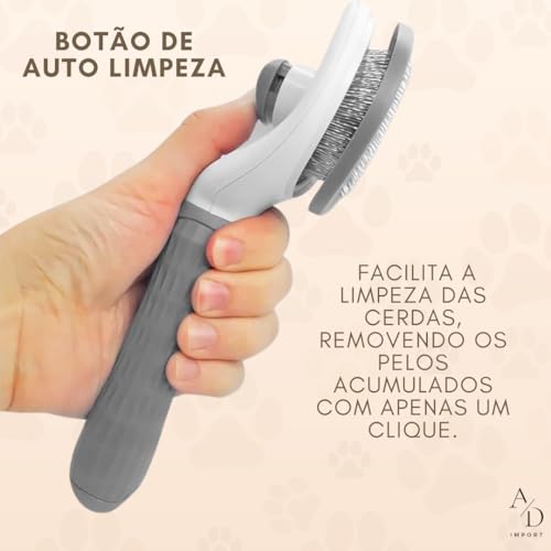 Pente Rasqueadeira Escova Removedora de Pelos para Cães e Gatos Profissionais Cerdas e Aço Massagead