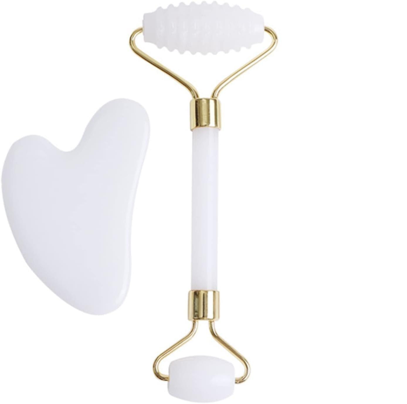 Gua sha stein, naturalny biały kryształowy wałek jadeitowy Gua Sha masażer do masażu twarzy gwasz kamień do twarzy