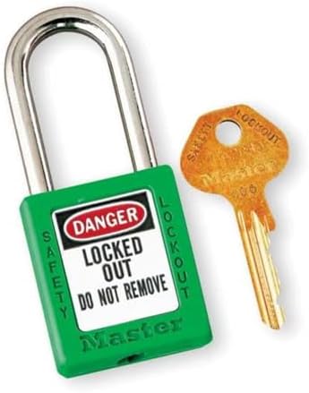 Master Lock 410GRN Lockout Tagout Safety Padlock with Key Green 0.25 in. Shackle Diameter