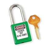 Master Lock 410GRN Lockout Tagout Safety Padlock with Key Green 0.25 in. Shackle Diameter
