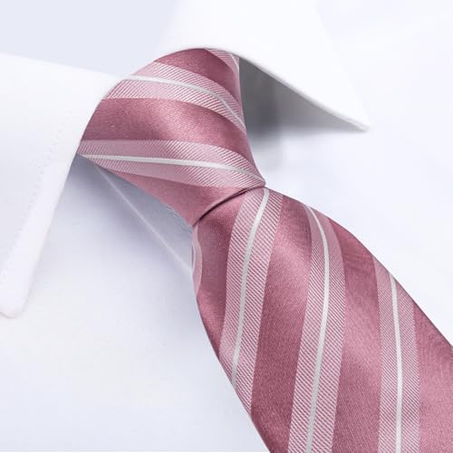 Image of DiBanGu Mens Tie Silk Plaid Striped Necktie and Pocket Square Cufflinks Tie Clip Set with Gift Box Formal Wedding Party