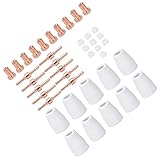 ERYUE Plasmaschneider-Verbrauchsmaterialien, Langlebig, Einfacher Austausch, Hohe Haltbarkeit für CT312/CUT50/ACDC TIG200, Ideal für Schneidbegeisterte, 40 Stück Schildbecher-Elektroden-Ringspitzen