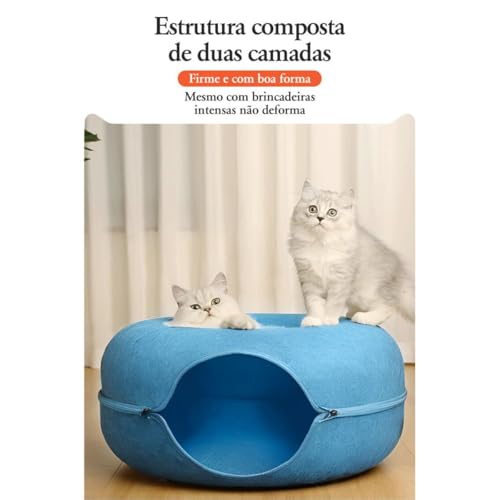 Cama Túnel Donuts Para Gato Grande Casinha Pet Feltro Rosquinha Toca Gatos Cães Pneu