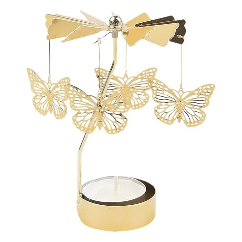 Qiblaou Teelicht Karussell Weihnachten Schmetterling Gold...