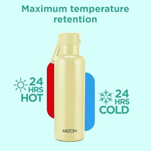Image of Milton Felice 700 Thermosteel Water Bottle 550 ml, 24 Hr Hot and Cold I Leak Proof Lid, ISI Certified I Vacuum Insulated I for Office, Gym, School I Ivory