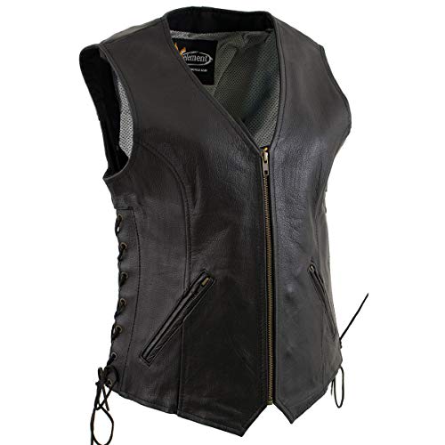 Xelement B277 Women's Black 'Mistress' Side Lace Motorcycle Leather Vest - 3X-Large #TOP7