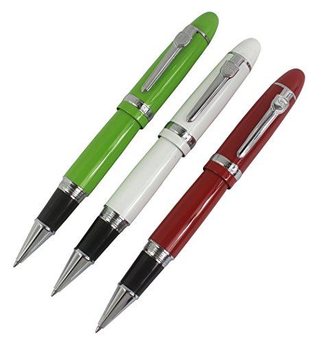 3 Pcs Jinhao 159 Big Barrel Rollerball Pens In 3 Colors(Red, White,Green) Pen Set Well Balance Smooth Writing, With Transparent Pen Pouch #TOP1
