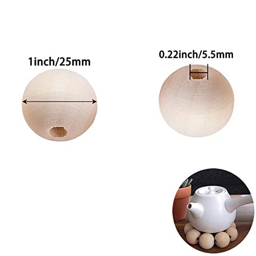 100Pcs 1 Inch Unfinished Wood Beads Round Wooden Spacer Beads Natural Wood Loose Beads4