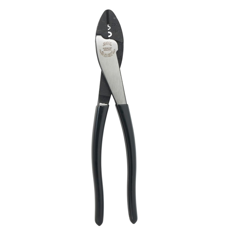 Klein Tools Herramienta de corte/crimpado 1006, fabricada en Estados Unidos, engarza terminales y conectores sin soldadura de 10 a 22 AWG, con cortador de alambre en nariz cónica