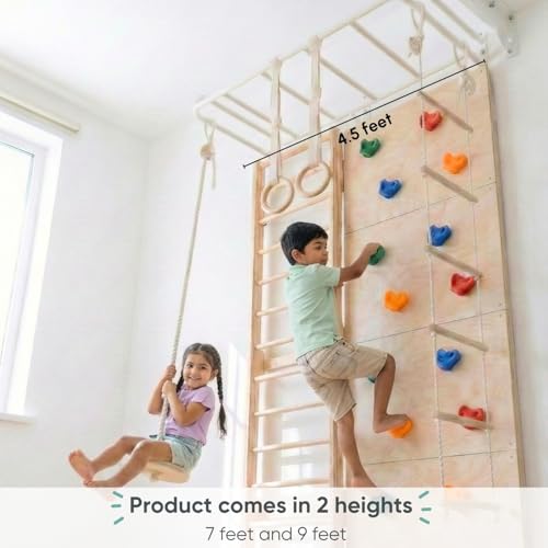 Image of Curious Cub Jungle Gym for Kids Indoor | Kids Gymnastics At Home Gym | Contains Rock Climbing, Wall Climbing for Kids | Ladder for Kids to Play Indoor Fun Activity for Ages 4+