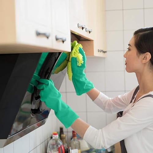 Image of GAYISIC Reusable Dishwashing Cleaning Gloves Small Kitchen Household Gloves with Latex free, Cotton lining Waterproof Dish Washing Heavy Duty Gloves for Women Men House Warming Gift