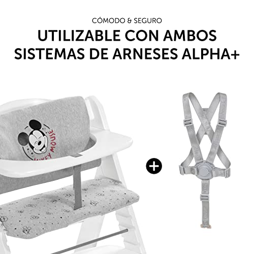 Miniatura 4 de Hauck Highchairpad Deluxe Funda Trona, Compatible Con Trona Evolutiva Hauck Alpha Y Beta Plus, 2 Piezas, Cojin Bebe, Acolchado Suave, Mickey Gris
