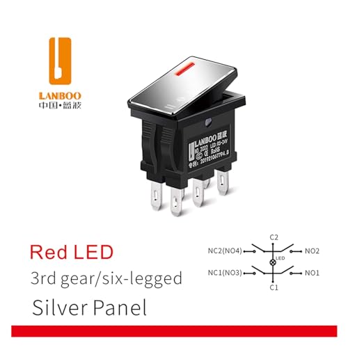 Interrupteur à bascule aluminium 7A 220V compact 6 broches avec câblage
