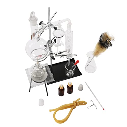 500ML Essential Oil Extraction Distillation Apparatus with Essential Oil Extraction Maker Organic Chemistry Lab Glassware Equipment for Home School Laboratory