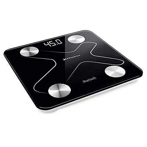 Bascula de baño digital bluetooth phoenix/pantalla led/bluetooth app/peso max 180kg /autoapagado/negra
