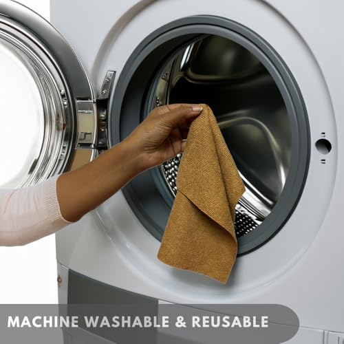 Image of Microfiber Tearable Cleaning Cloth Roll - 20 Pulls | Reusable, Super Absorbent, Easy to Tear | Ideal for Kitchen, Car, Electronics, and More | 180 GSM (Brown)