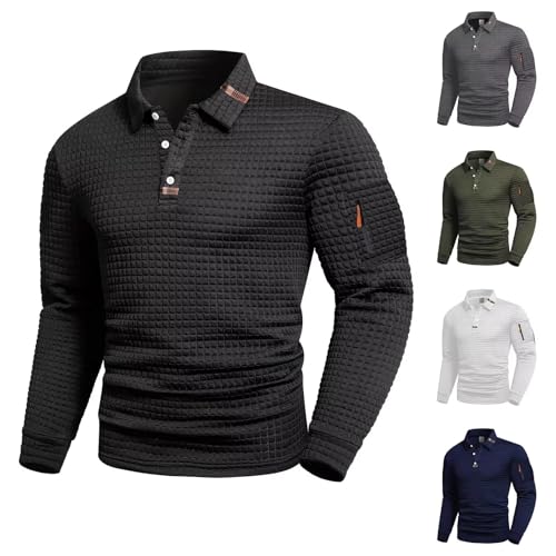 Camiseta polo de manga larga para hombre, cuello con botones, ajuste slim, ideal para golf, trabajo y ocasiones casuales miniatura 5