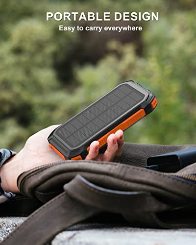 Solar Charger 26800Mah Power Bank: Hiluckey 3A Usb C Fast Charging Portable Phone Charger Camping External Battery Pack With 3 Outputs For Iphone Samsung Tablet #TOP5
