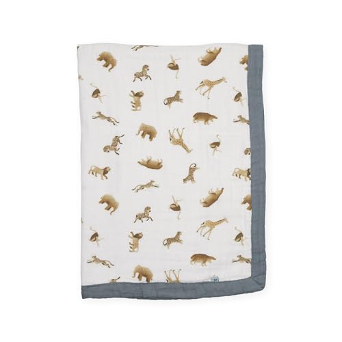 Image of Little Unicorn 100% Certified Organic Newborn Receiving Quilt | Ultra- Soft, Multi-Layered Muslin Fabric | Gift for Newborns & on-The-go (Animal Crackers)