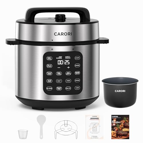 Image of 6Qt Electric Pressure Cooker, 9-in-1 Programmable with IMD Touchscreen, Rice Cooker, Slow Cook, Steam, Saute, Warmer, 24H Delay Start, Non-Stick Ceramic Pot, 1000W, Silver