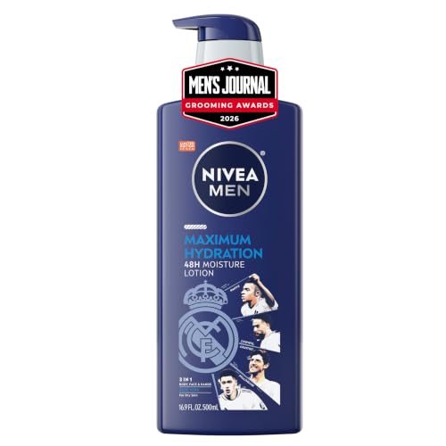 NIVEA MEN Maximum Hydration Lotion, 48-Hour Body Moisturizer, 16.9 FL OZ
