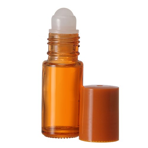 30 ml. Glass Roll on Bottle. Perfect for Essential Oils Aromatherapy, Perfume and Cologne. Plastic Roller. 12 PACK ORANGE