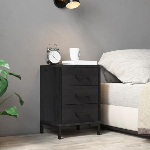 Table de chevet noir 40x30x55 cm table de nuit en bois massif - 2