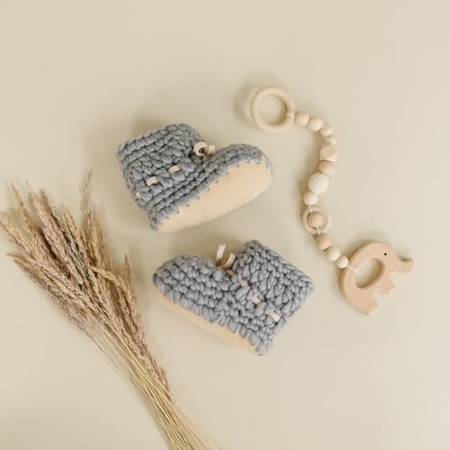 Knitted Baby Moccasin Booties, Winter Crochet Fleece-Style Slipper Shoes with Anti-Slip Rubber Soles, Essential Gifts for Girl & Boy Babies4