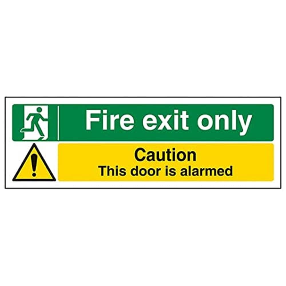 V Safety Fire Exit - Fire Exit Only/Door Alarmed - 300 X 100mm