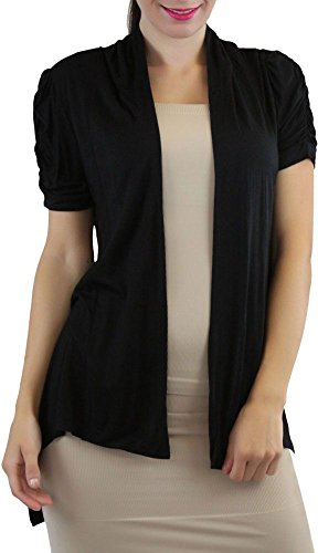 Image of ToBeInStyle Womens Open Front Casual Shrug Lightweight Layering Cardigan Sleeveless or Short Sleeve