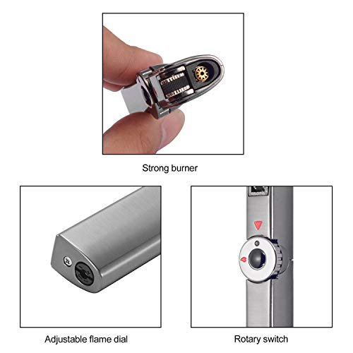 HUOWA Jet Torch Cigar Lighter, Blue Flame Cigarette Lighter with Flame Adjustable Dial, Butane Refillable (Fuel Not Included)
