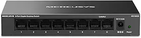 MS108GS: Switch Gigabit de 8 portas MERCUSYS, com auto negociação, Auto-MDI/MDIX, caixa metálica, economia de energia, instalação fácil, plug and play, sem necessidade de configuração.