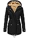 Vancavoo Winterjacke Damen Winter Warm Winterparka Gefüttert Mantel Parka Herbst Kapuzenmantel Frauen Wintermantel,Schwarz,L
